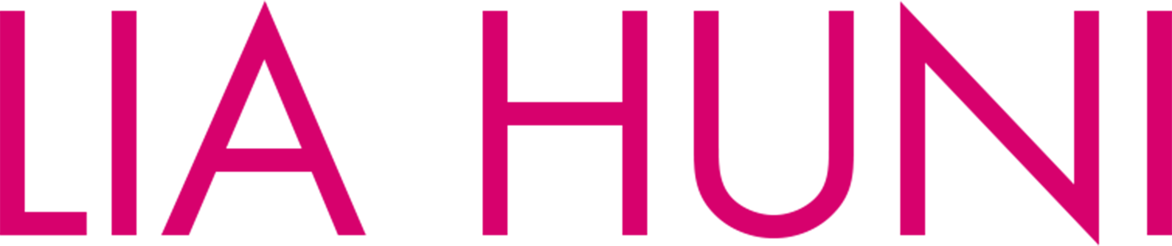 Lia Huni written in large pink letters