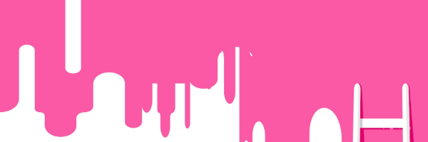 pink paint on wall and top of ladder